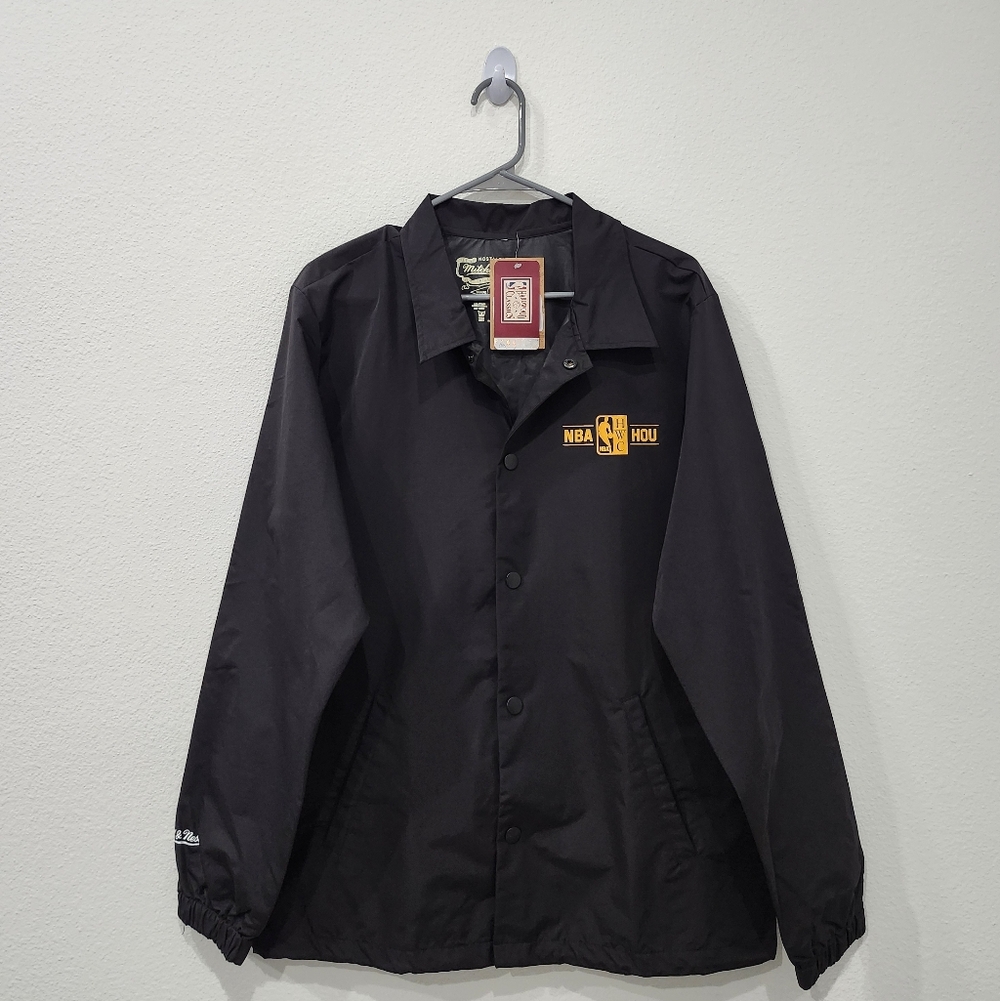Houston Rockets Basketball Mitchell Ness Astronaut Snap Jacket Black Size Medium